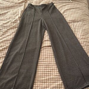 Black and White Gingham Wide Leg Pants